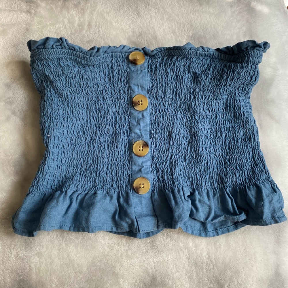LA Hearts blue button tube top